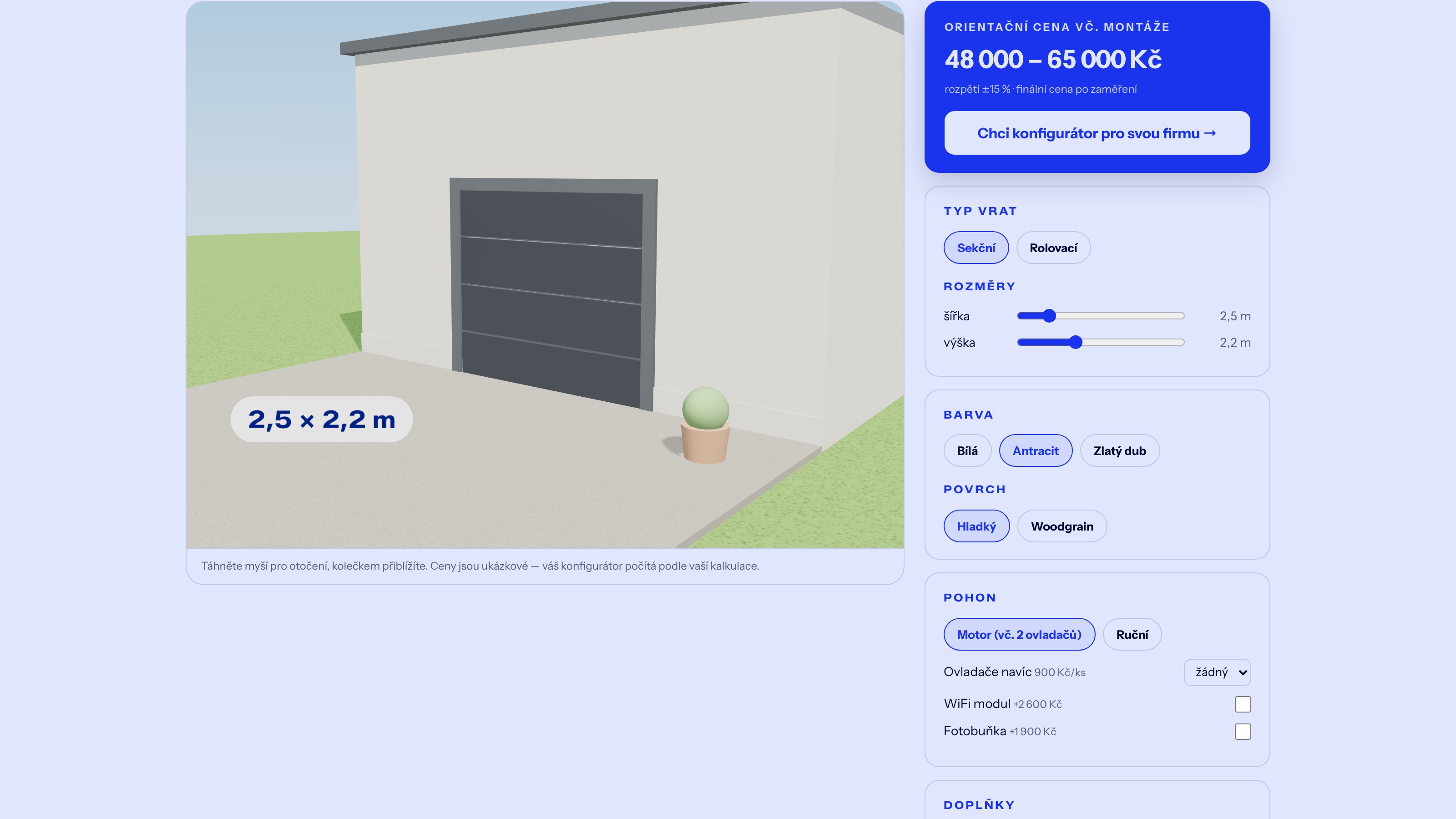 Ukázka 3D konfigurátoru: Vrata