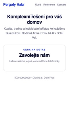 Web s obecnými frázemi a cenou na dotaz