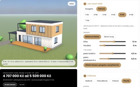 Konfigurátor domu na webu Woodstep