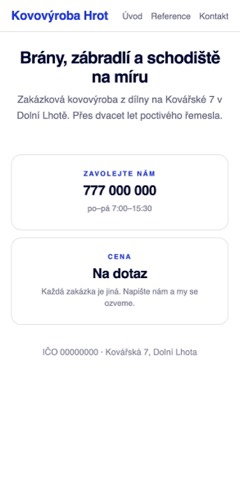 Web smyšlené kovovýroby bez jediné ceny