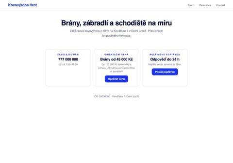 Stejný web s cenovým rozpětím u vjezdových bran