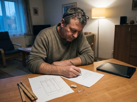 Vytištěné zadání s parametry vedle telefonu s nevyřízenými dotazy