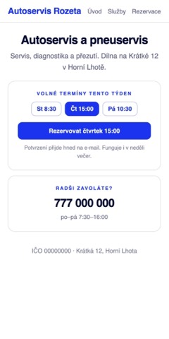 Web servisu s kalendářem volných termínů a rezervací