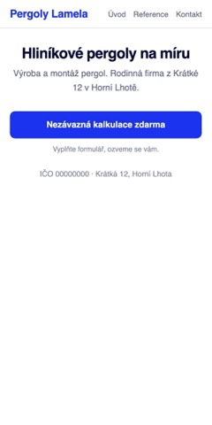 Web s jediným velkým tlačítkem nezávazná kalkulace zdarma